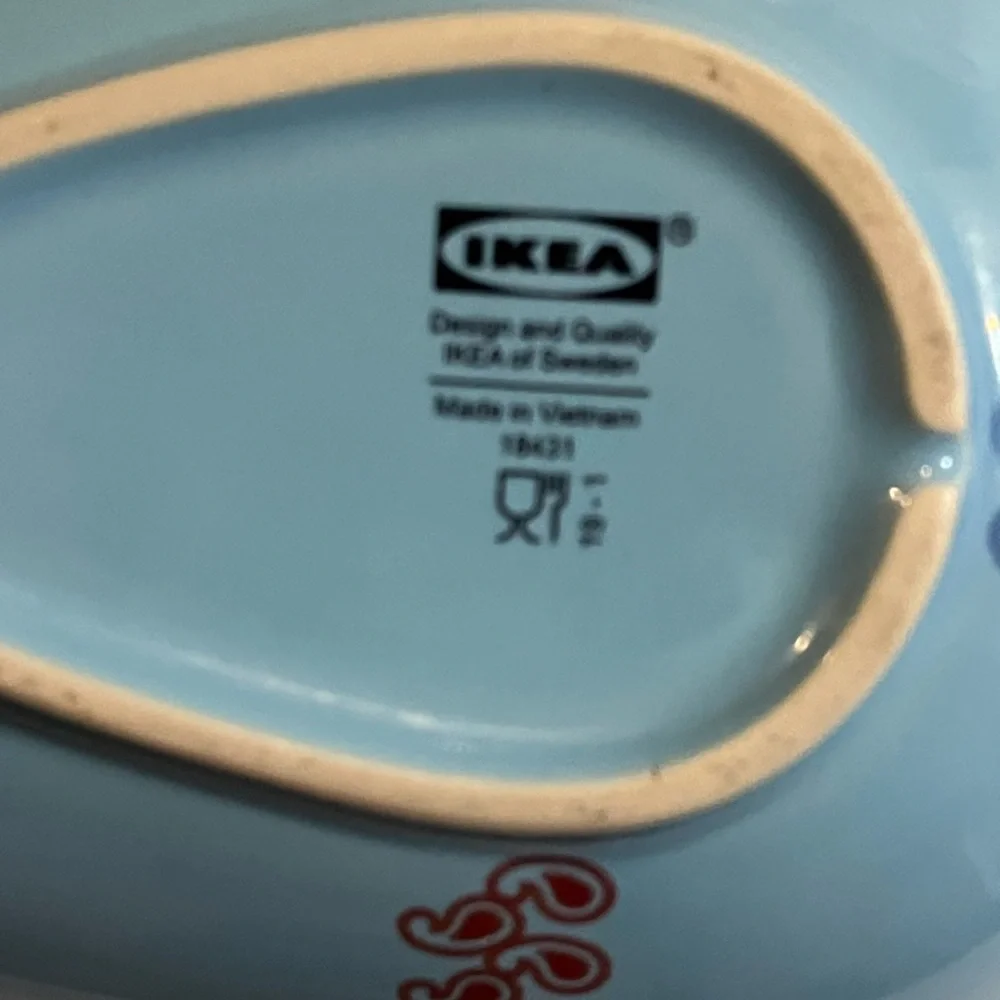 IKEA Blue and Red Ceramic Dish
